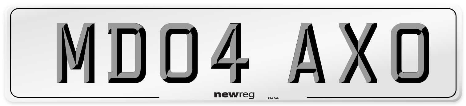 MD04 AXO Number Plate from New Reg